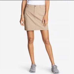 Eddie Bauer Travex Skort Women's 14 Beige Stretch Nylon Lined Hiking Outdoors